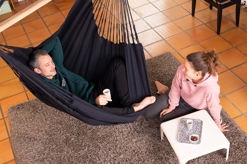 La Siesta® Habana – Organic Cotton Comfort Hammock Chair, 360° Rotation, Curved Design, Colombian Made – Onyx, Comfort - Image 2